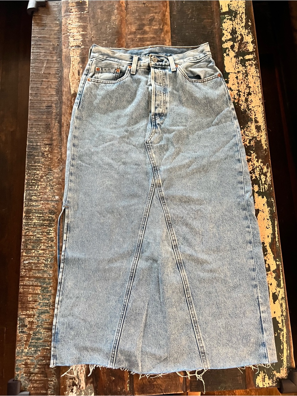 Levi's Light Blue Denim Midi Skirt